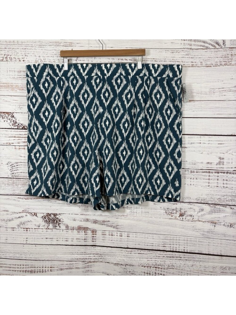 Torrid Teal Ikat Print Challis Elastic Waist Shorts